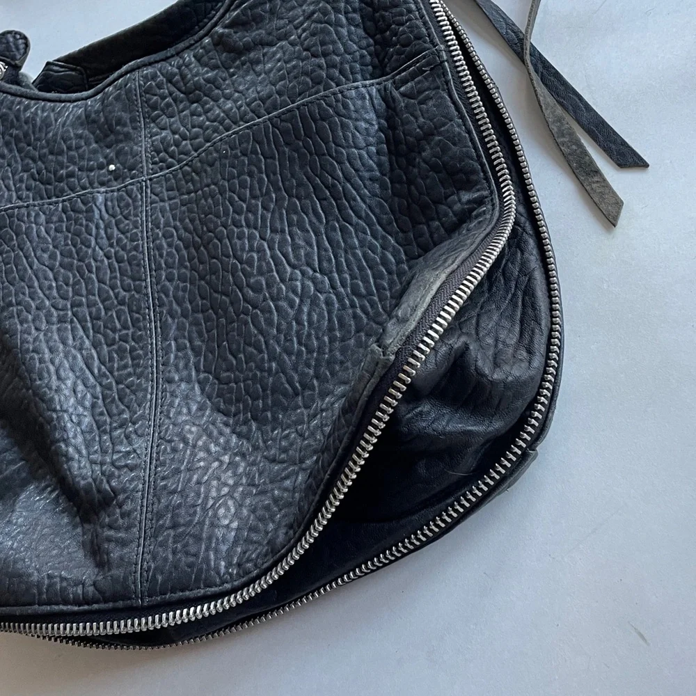 Aimee Kestenberg Expandable Hobo Good Times Black pebbled leather